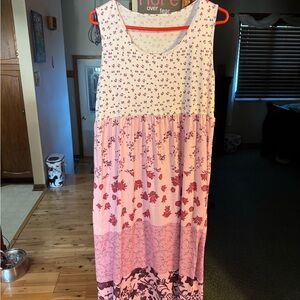 Floral Pink Sleeveless Maxi Dress